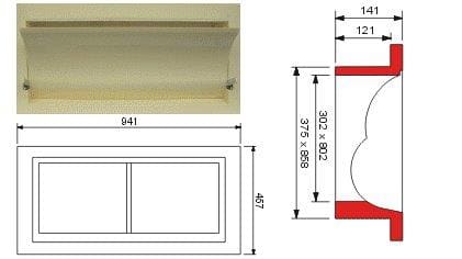 Wlot powietrza pojedynczy duży (858 x 375 mm)